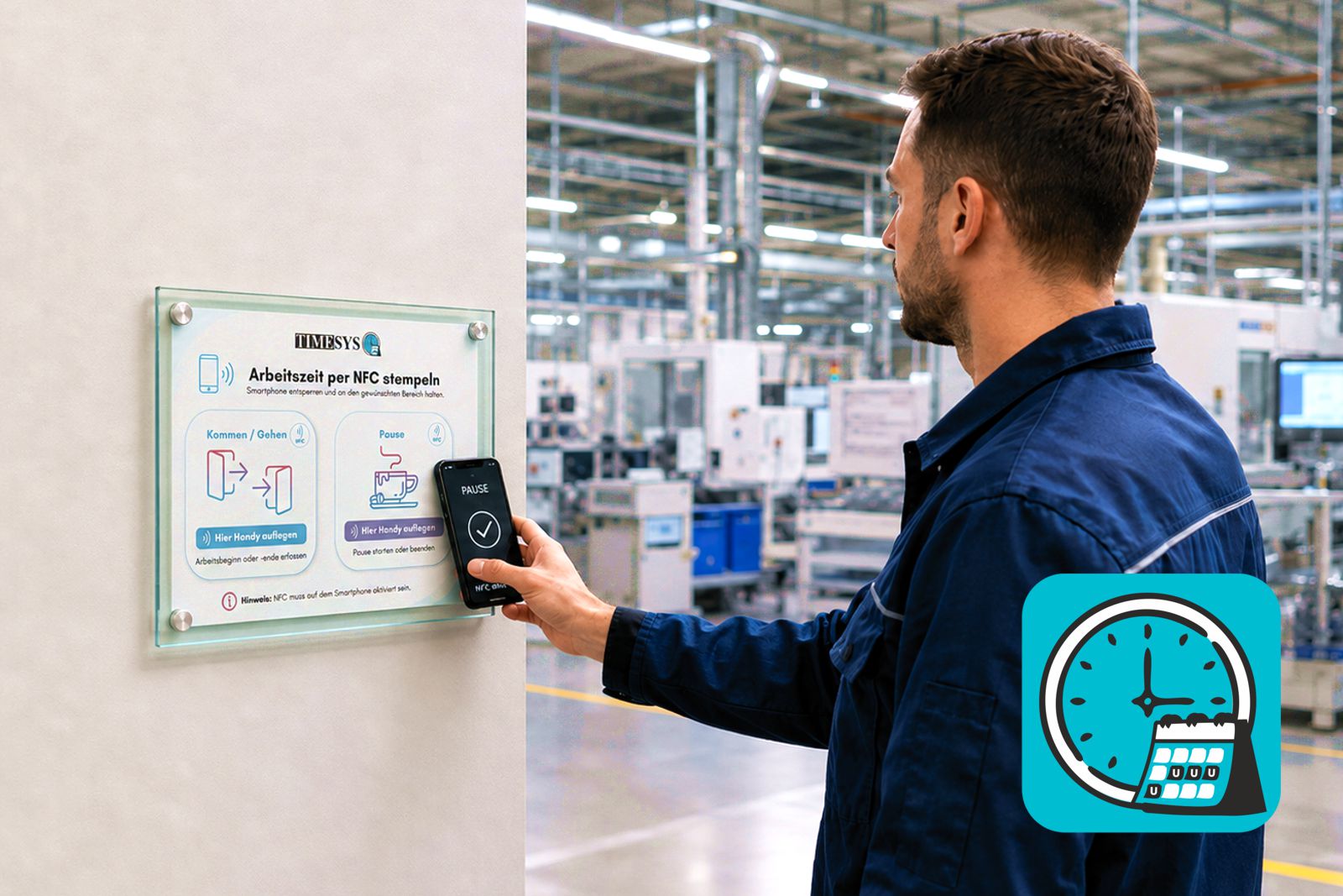 Du betrachtest gerade NFC-Zeiterfassung in der Produktionshalle